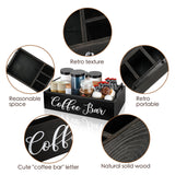 Coffee Station Organizer Wooden Coffee Bar Organizer for Countertop, Coffee Bar Accessories Organizer Farmhouse Kcup Coffee Pod Holder Storage Basket with Handle - Black MINCORD