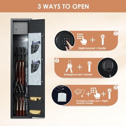 NICOMOW 5 Rifle Gun safes, Household Rifle and Pistol safes,Rifle and Shotgun Speed Gun safes with Two Cartridge Boxes,Small safes and Removable Shelves - WoodArtSupply