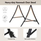 ANOW Macrame Hammock Chair with Stand, Heavy Duty Hanging Chair Stand with Swing Chair, Includes Luxury Padded Cushion, Max 330 Lbs, Natural ANOW