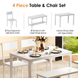 sogesfurniture Modern 4-Piece Kitchen Dining Table Set with 1 Bench and 2 Chairs, Kitchen Bench Table Set for 4, Wooden Kitchen Table and Chairs for Limited Space,White sogesfurniture