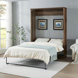 MERITLINE Queen Size Murphy Bed with USB Port,Wood Folding Brown Murphy Wall Bed Cabinet MERITLINE