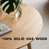 Vadisun Small Oval Coffee Table, Mid Century Modern Coffee Table for Living Room, 100% Solid Oak Wood Side Table, Minimalist Display Center Table (, 33.46''x22.83''x15.74'') Vadisun