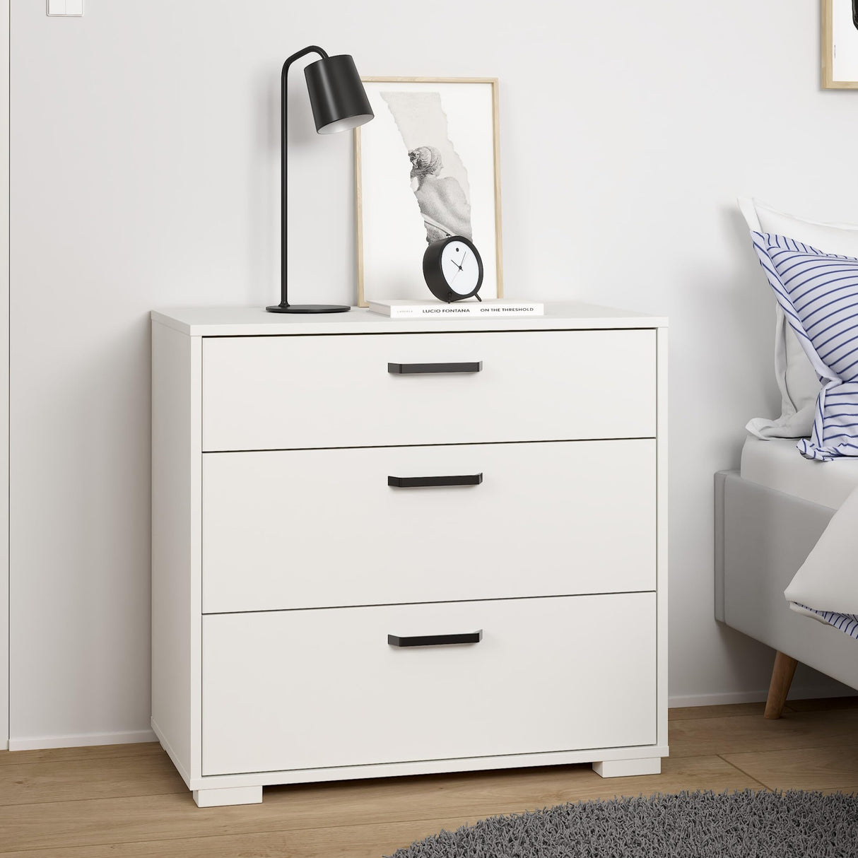 Tvilum Sofia 3-Drawer Bedroom Storage Chest, White, 27.6" W x 26.2" H x 15.67" D Tvilum