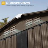 DWVO 6x4ft Metal Outdoor Tool Shed, Garden Storage Shed for Backyard, Lawn, and Patio, Heavy-Duty Storage Unit with Four Vents & Lockable Door for Storing Tools, Equipment & Trash Bins, Brown DWVO