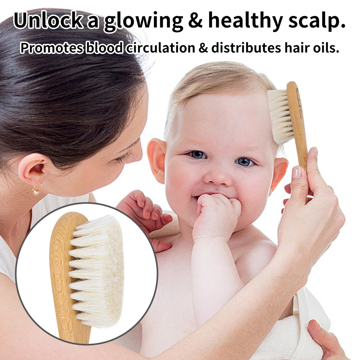 Personalized Baby Hair Brush and Comb Set for Newborn - Custom Wooden Toddler Hair Brush Set with Soft Goat Bristle, Baby Brush Set for Newborns, Toddler Cradle Cap Brush, Perfect Baby Registry Gift Generic