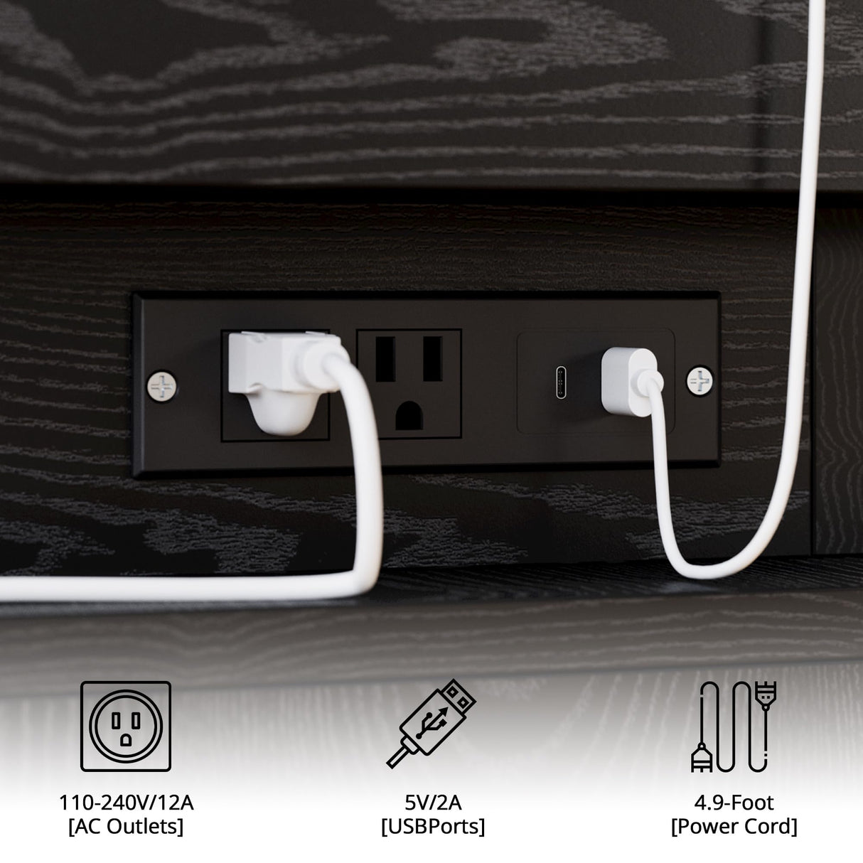 LIKIMIO Nightstand with Charging Station, Night Stand with Storage and LED Lights, Bedside Table with 3 Drawers, USB and Lock, Modern End Table for Bedroom LIKIMIO