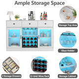 Auromie Wine Bar Cabinet with LED Light, Home Coffee Cabinet with Wine and Glass Rack, Kitchen Buffet Sideboard with Storage Cabinet&Drawers, Modern Liquor Cabinet for Living Room Dining Room (White.) Auromie