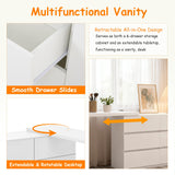 Hotpzeddaque L Shaped Vanity Desk with 6 Drawers, 80.7″ Dresser Desk Combo with Storage,Wood Makeup Dressing Table for Bedroom Corner, Women Girls, White (80.7“) Hotpzeddaque