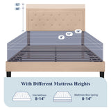 Allewie Queen Size Button Tufted/Fabric Upholstered Bed Frame with Adjustable Headboard/Wood Slat Support/Mattress Foundation/Beige Allewie