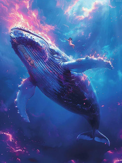 Whale Diamond Painting Cartoon Diamond Art Kits for Adults, DIY 5D Gem Art Painting Kit Round Full Drill Crystal Dots Embroidery Pictures Crafts, Home Wall Decor Gifts, Hobbies for Women 12x16inch