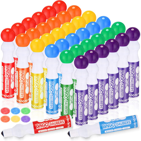 Crtiin 36 Pack Mixed Colors Set of Bingo Daubers Dot Markers Bingo Supplies in 6 Colors Art Markers Paint Craft Ideal for Art and Crafts Painting Supplies Drawing Coloring Class Gift Crtiin