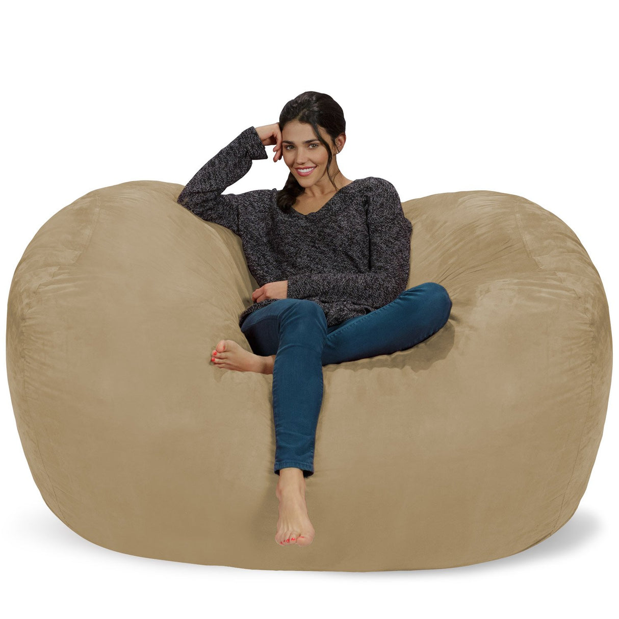 Chill Sack Bean Bag Chair: Huge 6' Memory Foam Furniture Bag and Large Lounger - Big Sofa with Soft Micro Fiber Cover - Camel Chill Sack