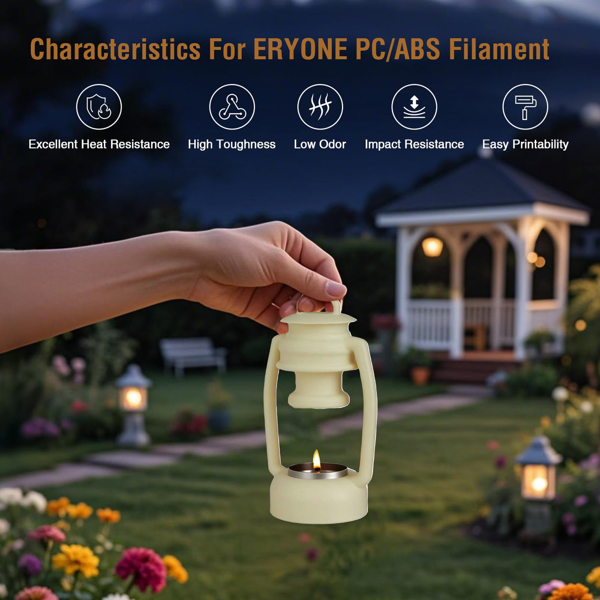 ERYONE Alloy Material PC/ABS Filament 1.75mm +/- 0.03mm, 3D Printing Filament PC/ABS 1kg Spool (2.2LBS), White ERYONE