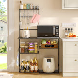 3IngSeagulls Baker's Rack for Kitchen with Storage, Microwave Stand with Adjustable Shelves, Kitchen Stand with 10 S Hooks, 6-Tier Coffee Bar Station, Kitchen Shelves for Spices, Pots, Gray 3IngSeagulls