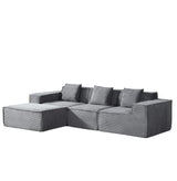 Container Furniture Direct Rowan Convertible Corduroy Sectional Couch with Ottoman & Pillows, Modular L Shaped Sleeper Sofa, Boneless Cloud Couch for Living Room Furniture, Dark Grey Container Furniture Direct