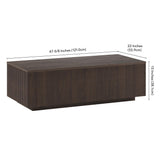 Henn&Hart 48" Fluted Rectangular Low-Profile Coffee Table for Living Room, Family Room, or Office, Alder Brown Henn&Hart