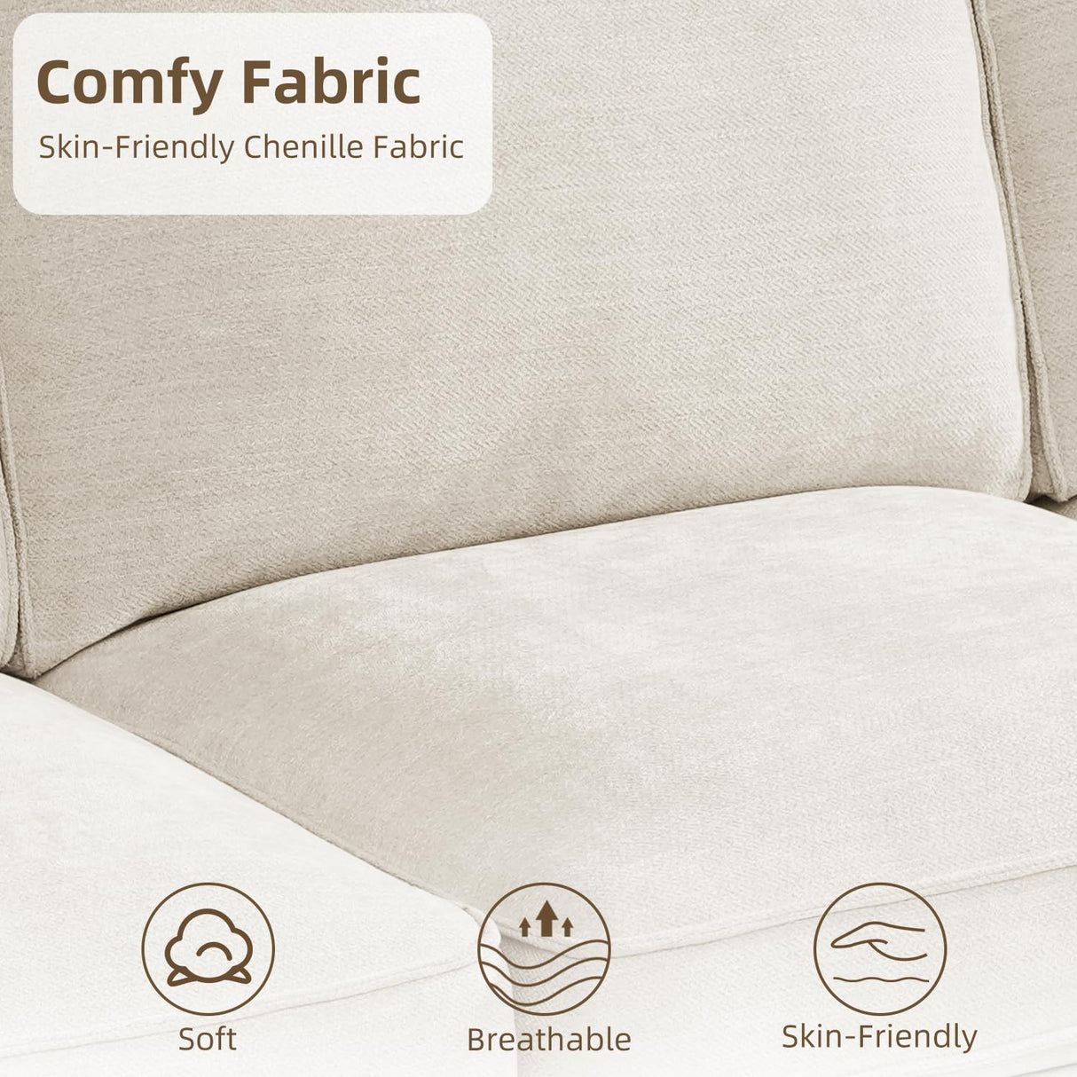 PARKOL 128" Modular Sofa Couch with Large Seats Storage, Chenille Sofa, Modern Comfy 4-Seater Couch for Living Room, Office, Apart, Wide Armrest, Side Pockets, USB Port, Removable Cover PARKOL