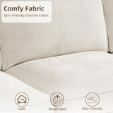 PARKOL 128" Modular Sofa Couch with Large Seats Storage, Chenille Sofa, Modern Comfy 4-Seater Couch for Living Room, Office, Apart, Wide Armrest, Side Pockets, USB Port, Removable Cover PARKOL