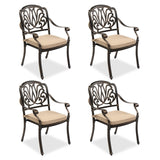 VINGLI Outdoor Dining Chairs Set of 4 with Cushion Aluminum Patio Chairs, Cast Aluminum Patio Furniture Aluminum Outdoor Chairs for Backyard, Poolside, Balcony Bronze (4, Elizabeth Back with Cushion) VINGLI