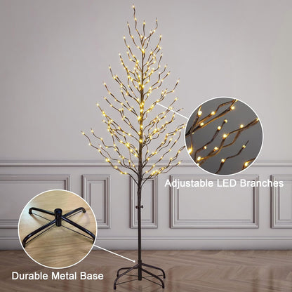 Lightshare Set of 3 Star Light Trees Christmas Decorations, Including 3 feet, 5 feet, and 6 feet, Warm White Christmas Tree, Brown Branch