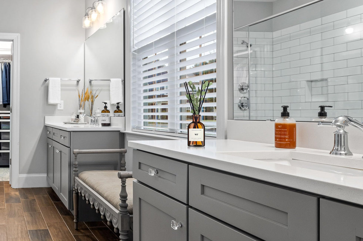 WEALD TRIBE Flower Reed Diffuser Set Eucalyptus & Lavender Scent For Bathroom Accessories Shelf Decor & Air Fresheners, Sticks Defusers With 4.0 fl oz Essential Oils, House Bedroom Office Decor & Gift WEALD TRIBE