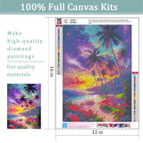 Diamond Art Kits for Adults - Beach Full Round Drill Diamond Painting Kit with Tools - 5D DIY Embroidery Craft Kits for Home Decor Gift- 12”x16” Amphol