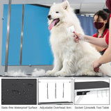 47" Electric Dog Grooming Table - Height Adjustable 9.4"- 39.4", Max Load 264 Lbs, Leveling Wheels, with Dog Grooming Arm, Non-Slip Rubber Surface, White Garvee