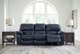 Signature Design by Ashley Leesworth Modern Power Reclining Sofa with USB Charging Ports, Blue Signature Design by Ashley