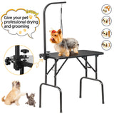 Yaheetech 32-inch Foldable Pet Dog Grooming Table with Adjustable Height Arm Drying Table for Home w/Noose for Small Dogs Cats Non-Slip Maximum Capacity Up to 220lbs Black Yaheetech