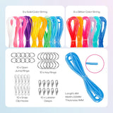 Caydo Plastic Lanyard String Kit, 15 Colors 2 Style Plastic String, Boondoggle String Kits with 40Pcs Key Chain Accessories and Instruction, Gimp String for Crafts, Keychain, Bracelet, Jewelry Caydo