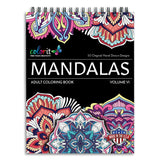 ColorIt Mandalas Volume VI Spiral Bound Adult Coloring Book with 50 Mandala Patterns for Relaxation and Stress Relief - Includes Perforated Pages, Thick Paper, Hardback Covers, and Blotter Page ColorIt