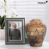 STONLIF Wooden Cremation Urns for Human Ashes 200 Cubic Inches - Urn for Adult Male & Female - Decorative Urns, Funeral Urns, Burial Wood Urns for Men, Women & Loved Ones - Blue, Large (200 lbs) STONLIF