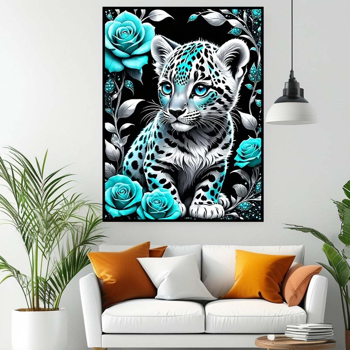 CHWGLFGG 5D Diamond Art Kits for Adults Beginners, Tiger Blue Rose Diamond Painting Kits, DIY Full Round Drill Paint by Diamonds Dot Gem Art for Adults, Home Wall Decor 12x 16 Inch CHWGLFGG