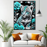 CHWGLFGG 5D Diamond Art Kits for Adults Beginners, Tiger Blue Rose Diamond Painting Kits, DIY Full Round Drill Paint by Diamonds Dot Gem Art for Adults, Home Wall Decor 12x 16 Inch CHWGLFGG
