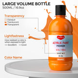 Smallbudi 15 Colors Large Acrylic Paint Set (16.9 oz,500 ml), Bulk Acrylic Paint Non-Toxic Art Painting Supplies on Multi Surface Canvas Wood Craft Fabric Rock for Artist Beginner with Color Wheel Smallbudi