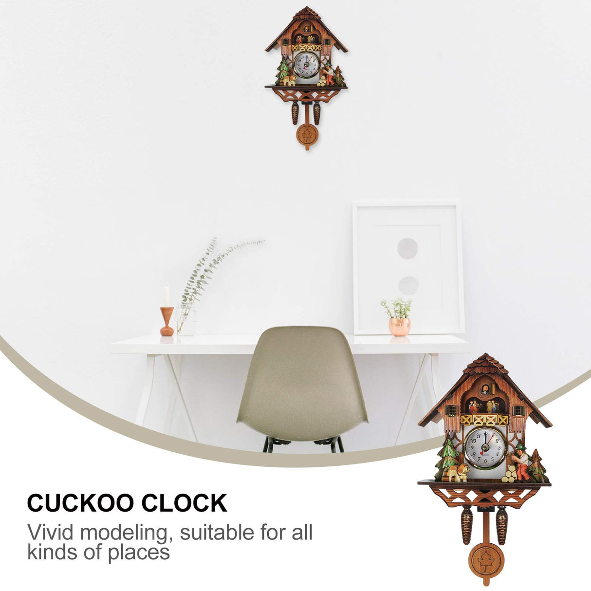 BESPORTBLE Wall Clock Retro Cuckoo Shaped Clock Antique Pendulum for Home Cafe Bar Wall Decor BESPORTBLE
