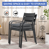 SUNSITT 11-Piece Outdoor Patio Dining Set, 63" - 105" Aluminum Expandable Outdoor Dining Table Set for 10, 10 Stackable Chairs with Gray Removable Cushions SUNSITT