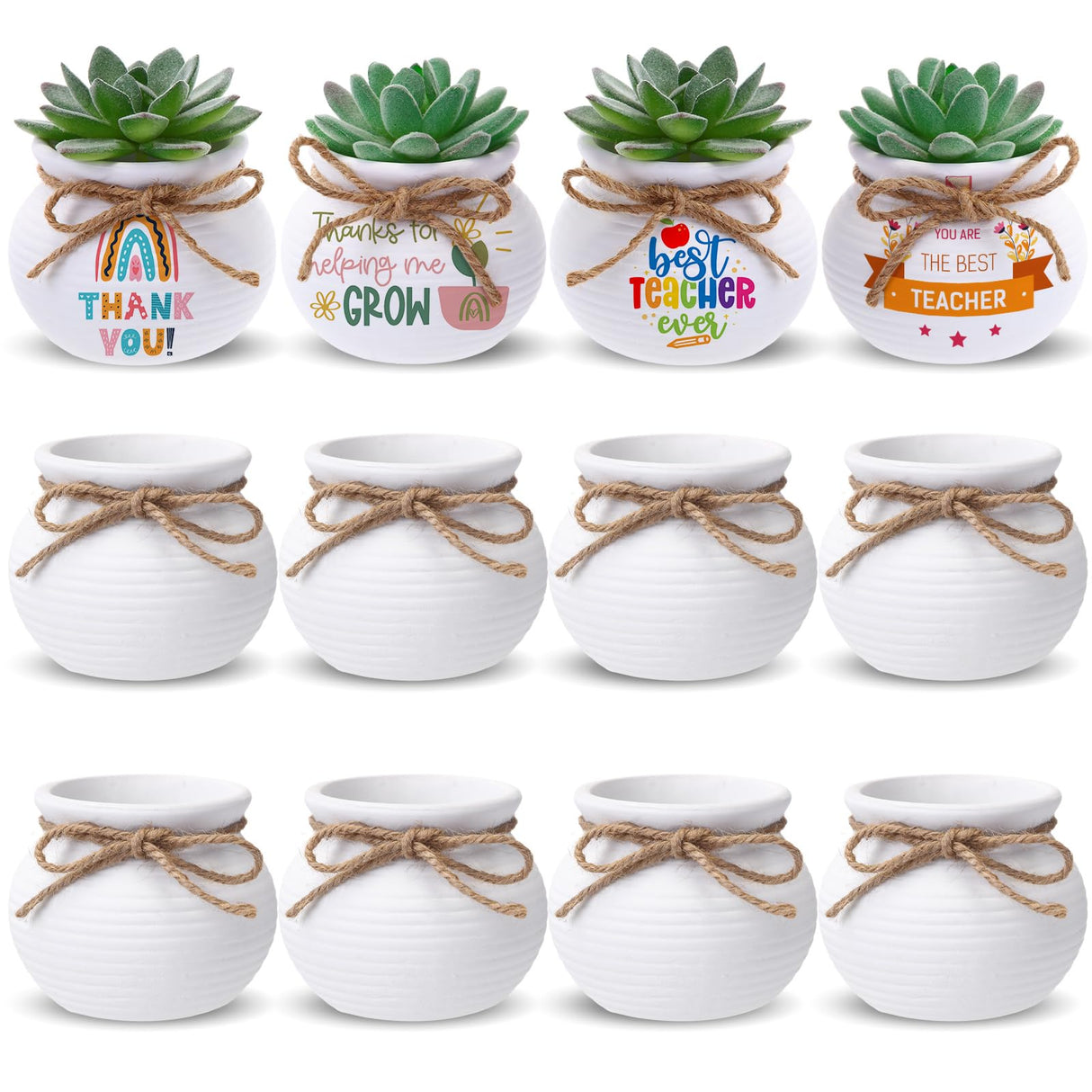 Maxdot 12 Pcs 3 Inch DIY Ceramic Succulent Planters Pots to Paint Cactus Pots Unpainted Cute Ceramic Paintable Flowerpots Pottery Painting Craft Kit for Gardening Birthday Gifts Drawing Maxdot