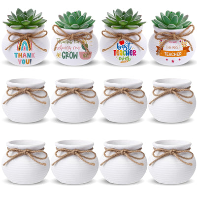 Maxdot 12 Pcs 3 Inch DIY Ceramic Succulent Planters Pots to Paint Cactus Pots Unpainted Cute Ceramic Paintable Flowerpots Pottery Painting Craft Kit for Gardening Birthday Gifts Drawing