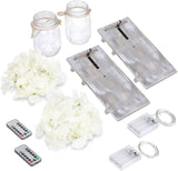 Lightess Mason Jar Wall Lights with Remote Control, Rustic Bedroom Wall Decor, Hanging Battery Powered Jar Sconce with LED Fairy Lights for Farmhouse Decor, SYA11 (Set of 2) Lightess