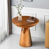 JOLLYMER Mushroom Side Table, Teak Stool, Natural Plant Stand, 14" Tall Wood Round Coffee Table for Living Room, Bedroom, Garden, Yard JOLLYMER