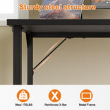 Grandder 40 inch Computer Desk, Small Home Office Desk Study Writing Kid Table, Simple PC Gaming Desk, Adjustable Feet, Black Grandder
