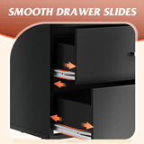 WLIVE Wood Dresser for Bedroom with 4 Drawers, Nightstand, Chest of Drawers, Tall Dresser Drawers with Sturdy Metal Frame for Hallway, Living Room, Closet, Black WLIVE