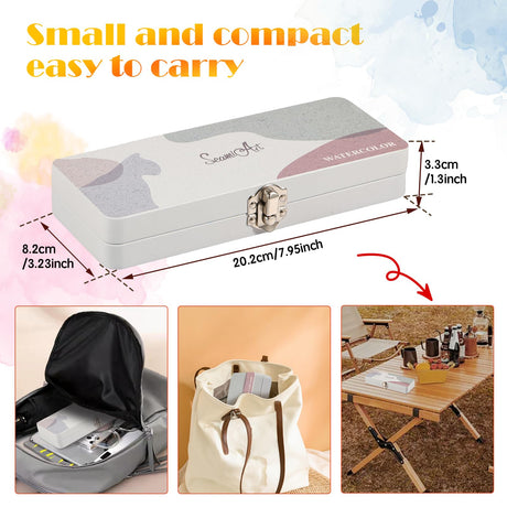 Watercolor Paint Set Portable Travel Watercolor Set with Paint Brushes and Accessories Convenient Water Colors Paint Adult Multifunctional Watercolor for Beginners Professionals YMKWZ