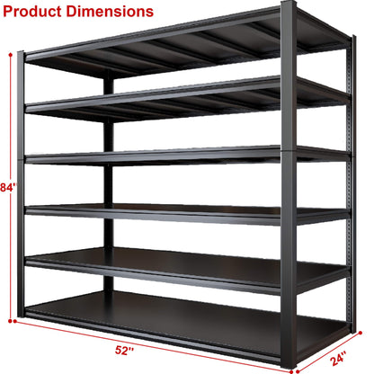 picvoss 6-Tier Garage Shelving Heavy Duty, 3200LBS Garage Storage Shelves, Adjustable Metal Shelving Unit,52" W x 24" D x 84" H, Industrial Shelving for Storage, 2 Pack