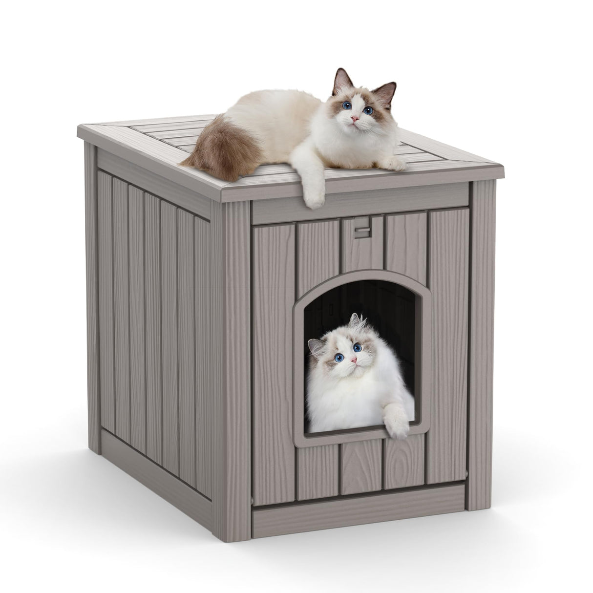 KFY Cat Litter Box Enclosure Multi-Functional Hidden Litter Box Furniture with Raised Floor Easy to Clean Easy Assembly for Living Room Bedroom, Gray KFY