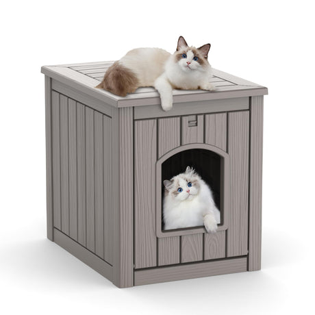 KFY Cat Litter Box Enclosure Multi-Functional Hidden Litter Box Furniture with Raised Floor Easy to Clean Easy Assembly for Living Room Bedroom, Gray KFY