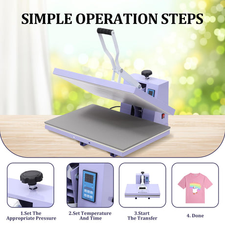 16x24 Heat Press - Professional Digital Sublimation Heat Press Machine for T-Shirts, Clothes, Canvas Bags - Adjustable Pressure, Even Heating Technology, Large Operating Panel EcoExplorer
