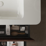 GUCOGUKA Wall-Mounted Bathroom Vanity, 36'' Floating Vanity with Sink Combo, Plywood Bathroom Vanity with 2 Soft-Close Drawers, Sink Hole Cover and Drain﻿, Retro Walnut GUCOGUKA