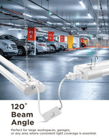 Sunco 6 Pack Linkable LED Utility Shop Light, 4500 LM, 5000K Daylight, 4 FT, 48 Inch Integrated Fixture for Garage, 40W Equivalent 150W, Surface + Suspension Mount, White Sunco Lighting